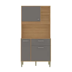 Kit Cozinha 3 Portas 1 Gaveta 8977 Freijó Gris 2538 - Kits Paraná